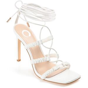 Journee Collection Womens White Faux Leather Gladiator Sandals Shoes New